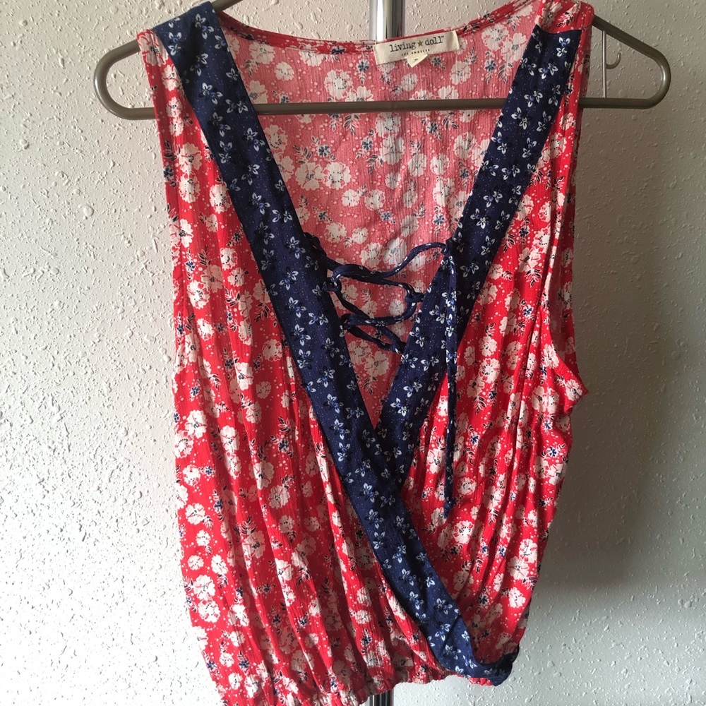 Sleeveless floral blouse
